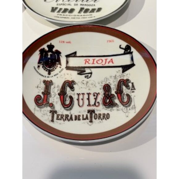 BIA Cordon Bleu Appetizer Plates Wine Labels Porcelain 6" Colorful Serveware - Picture 2 of 11